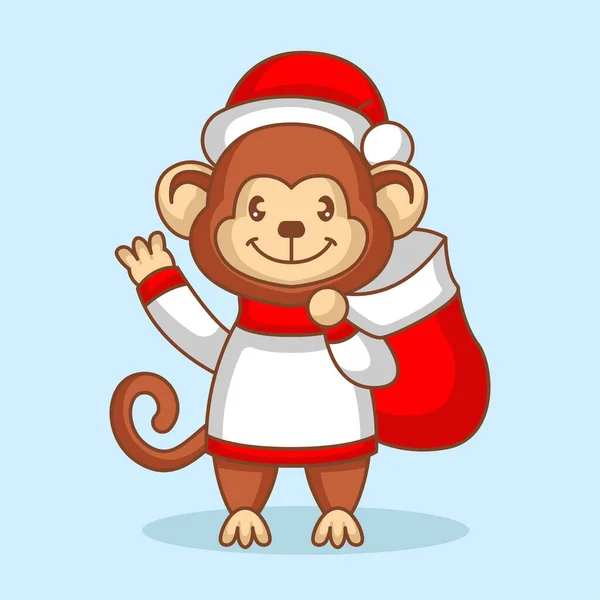 Małpa Boże Narodzenie Wektor Ilustracji — Wektor stockowy
