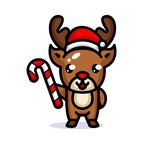 Cute Christmas Reindeer Mascot Vector Illustration — 스톡 벡터