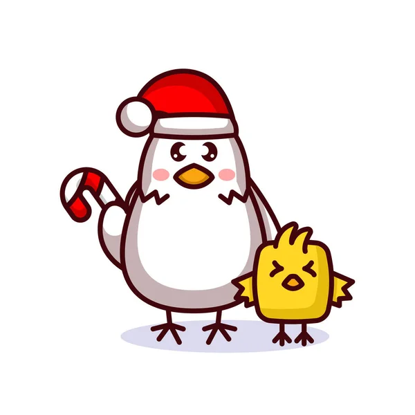 Poussin Poule Noël Illustration Vectorielle — Image vectorielle