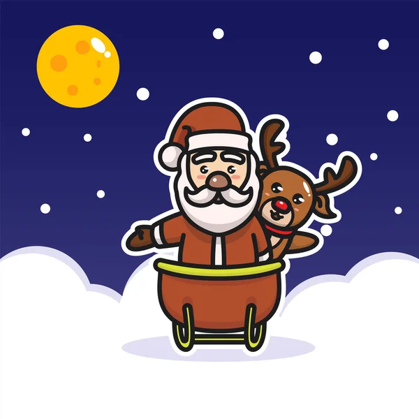 Santa Reindeer Illustration Vectorielle — Image vectorielle