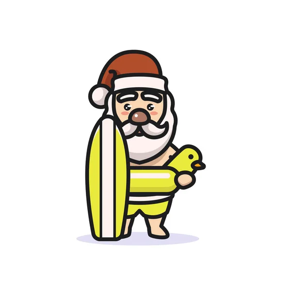 Santa Surfing Ilustracja Wektor — Wektor stockowy