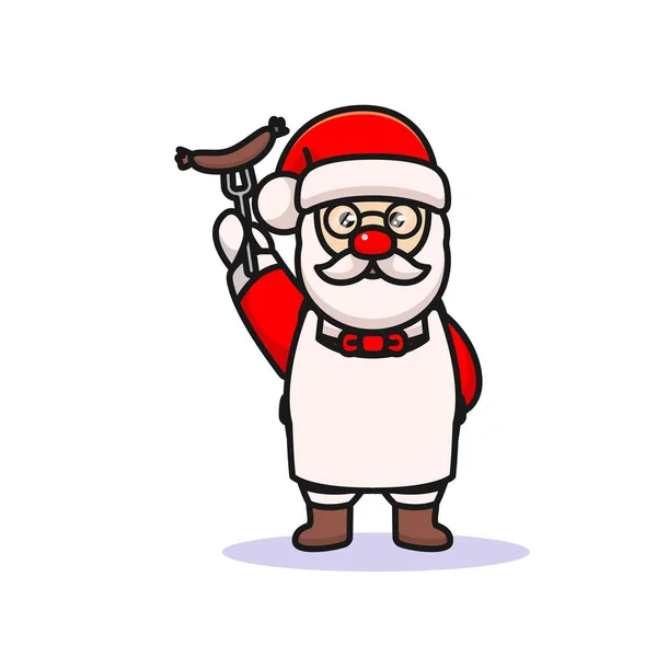 Santa Cooking Vector Illustration — Stock Vector
