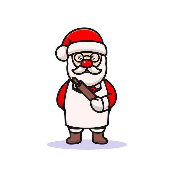 Weihnachtsmann Kochen Vektorillustration — Stockvektor