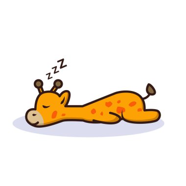Uykulu zürafe, vektör illüstrasyonu