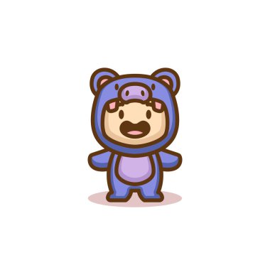 Hayvan kostümlü çocuk, vektör çizimi