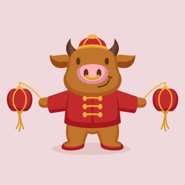 öküz Çin yeni yılı, vektör illüstrasyonu 