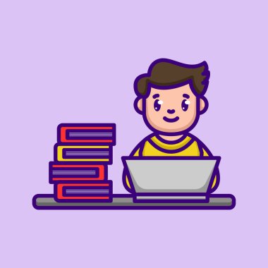 Çalışan çocuk, vektör illüstrasyonu 