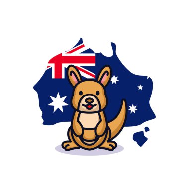 Kanguru, Avustralya gününüz kutlu olsun, vektör illüstrasyonu 