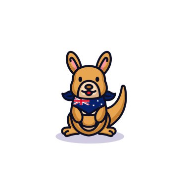 Kanguru, Avustralya gününüz kutlu olsun, vektör illüstrasyonu 