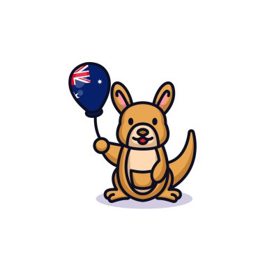 Kanguru, Avustralya gününüz kutlu olsun, vektör illüstrasyonu 