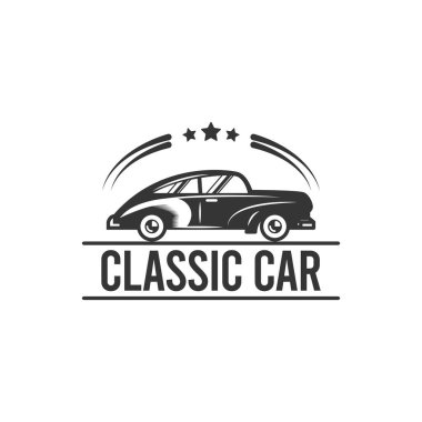 Retro araba logosu, vektör illüstrasyonu  