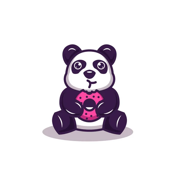 Mignon Panda Manger Illustration Vectorielle — Image vectorielle