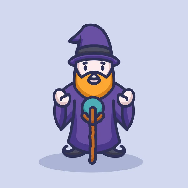 Cute Wizard Vector Illustration — Stock Vector