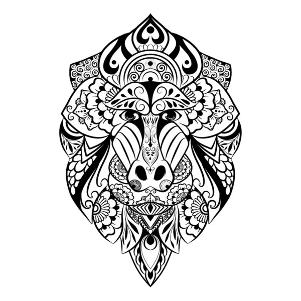 Ruční Kresba Čmáranice Opičího Hnízda Pro Inspiraci Tetování — Stockový vektor