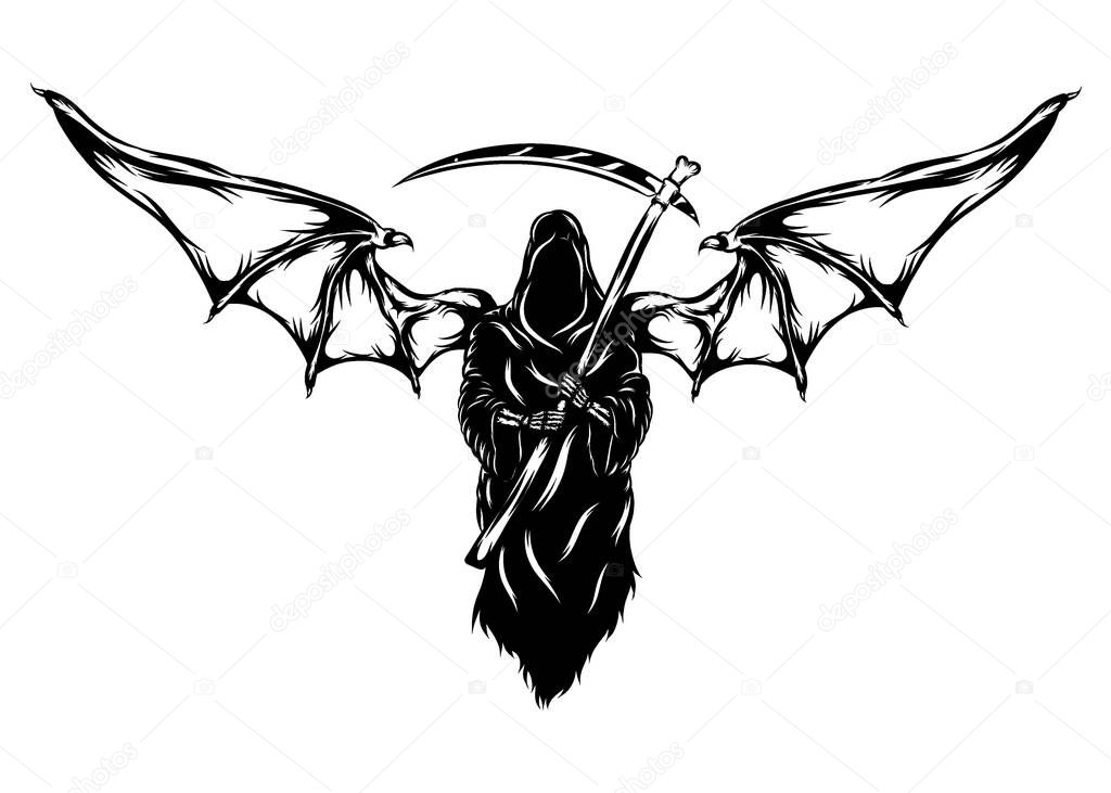 The animation of the black grim reaper with the big bat wings