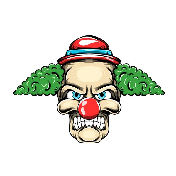 Illustration Clown Aux Cheveux Verts Petit Chapeau Rouge Possède Avec — Image vectorielle