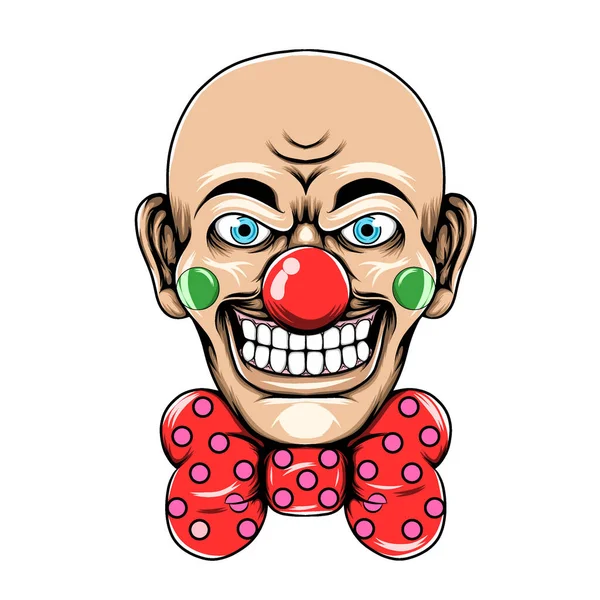 Illustration Clown Avec Tête Maigre Grand Sourire Utilisant Grande Cravate — Image vectorielle