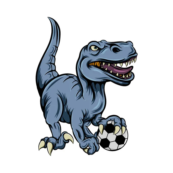 Ilustrace Dinosaura Hrajícího Fotbal Maskota Fotbalového Klubu — Stockový vektor