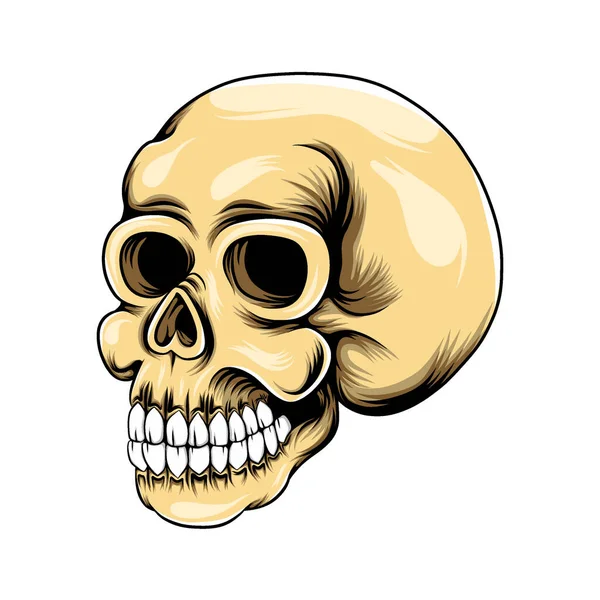 Ilustração Crânio Cabeça Grunge Com Dentes Para Inspiração Logotipo — Vetor de Stock