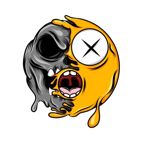 The illustration of the scary half skull emoticon with the open mouth — Stock Illustration Illustration Scary Half Skull Emoticon Open Mouth Vector Graphics