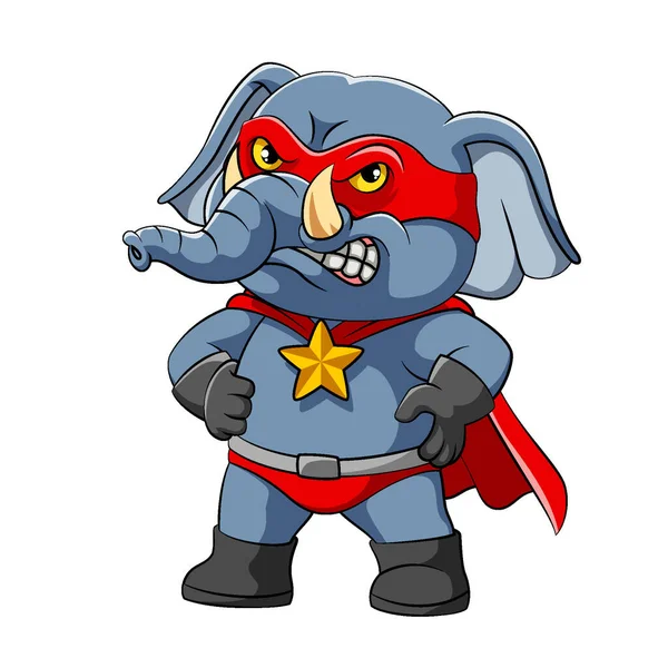 Ilustração Elefante Super Está Com Bom Traje Posando Vermelho — Vetor de Stock