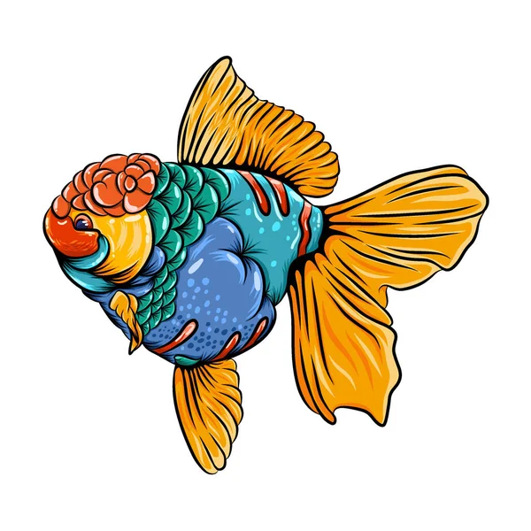 Ilustracja Pięknego Zentangle Ryby Koki Kolorowym Ciałem Dla Inspiracji Książki — Wektor stockowy