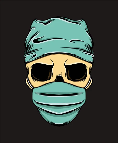 Crânio Enfermeira Morte Usando Máscara Médica Ilustração — Vetor de Stock