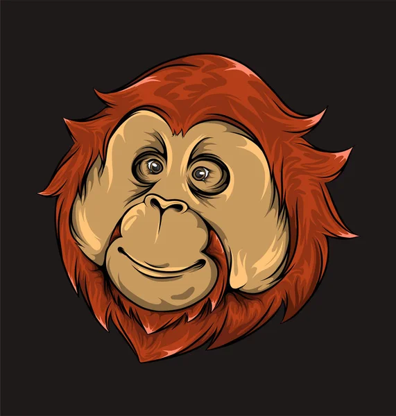 Mão Desenhada Cabeça Macaco Com Expressão Fofa Ilustração — Vetor de Stock