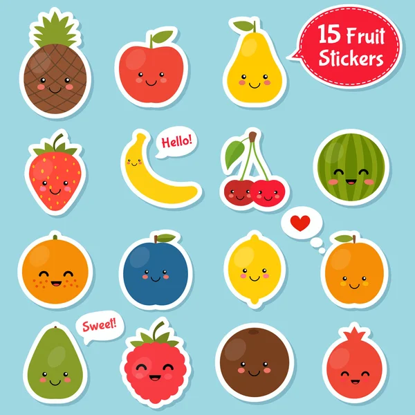 Conjunto de iconos de frutas. Plantilla colorida para cocinar, menú de restaurante y comida vegetariana — Vector de stock