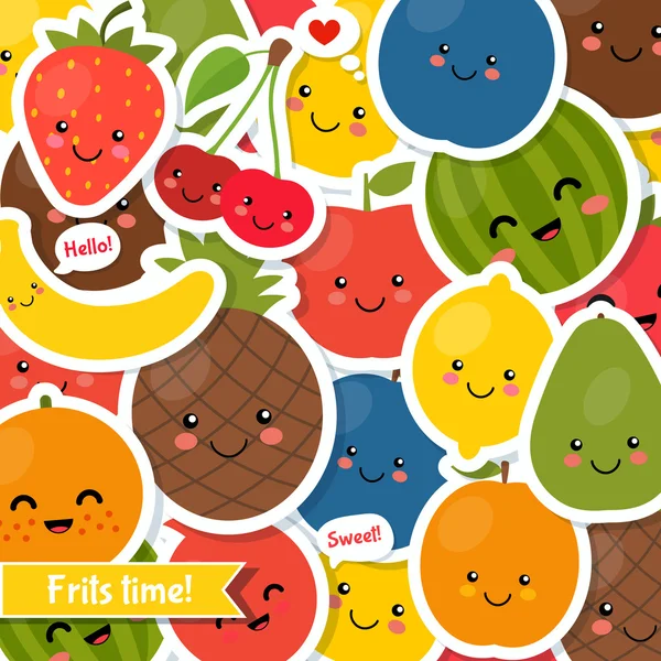 Fondo de frutas. Plantilla colorida para cocinar, menú de restaurante y comida vegetariana — Vector de stock