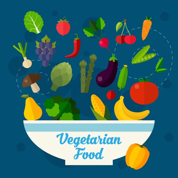 Antecedentes alimentarios vegetarianos . — Vector de stock