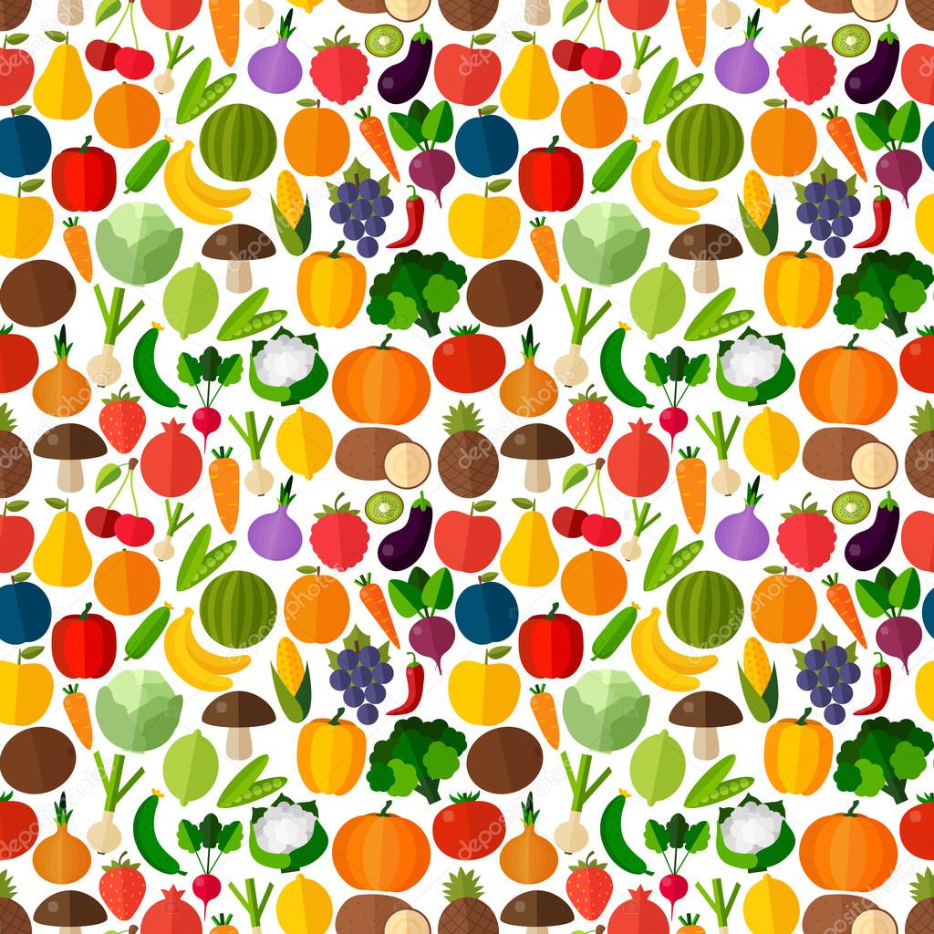 Vegetables and fruits seamless pattern. 