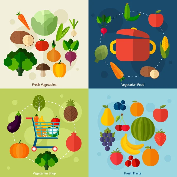 Antecedentes alimentarios vegetarianos . — Vector de stock