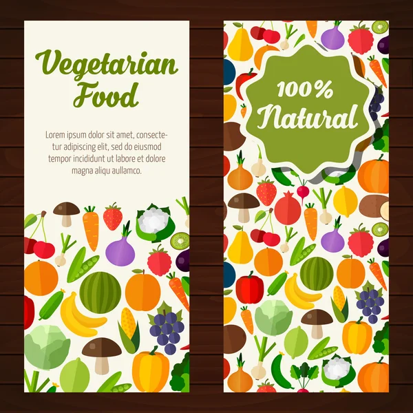 Bandiere di frutta e verdura . — Vettoriale Stock
