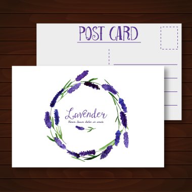 Vektör tebrik kartı suluboya Eflatun. 