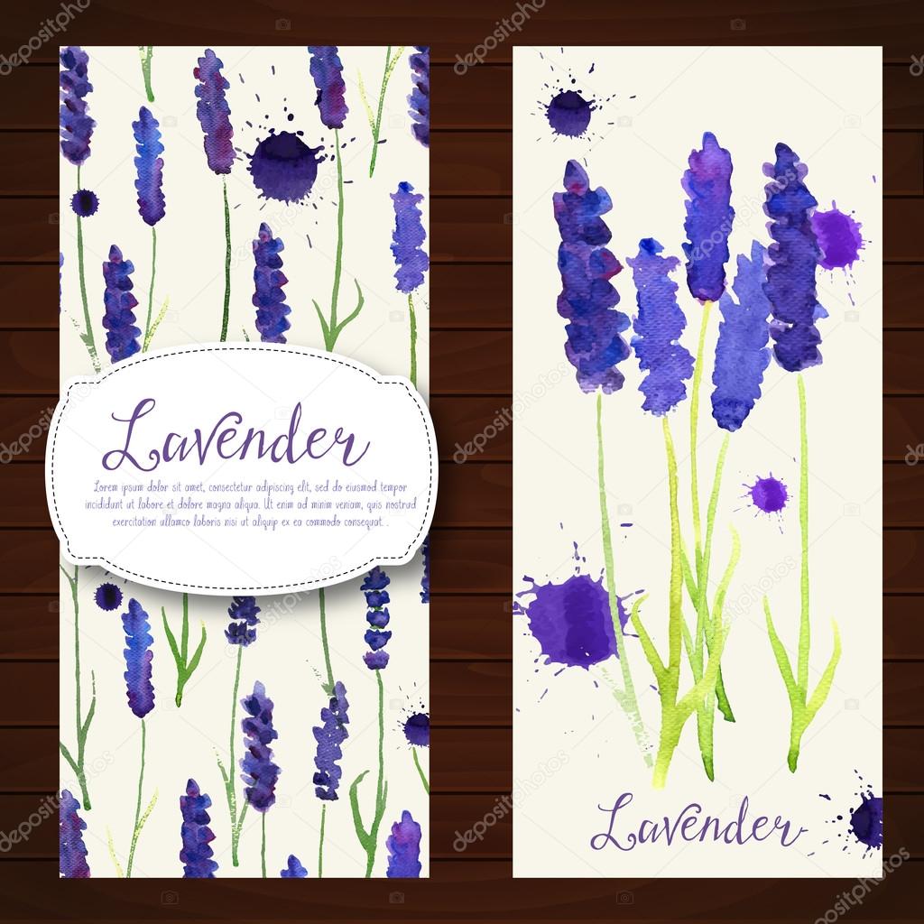 Vector eatercolor lavender banners.