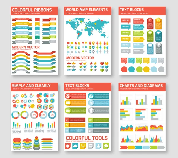 Conjunto de elementos de infografía plana . — Vector de stock