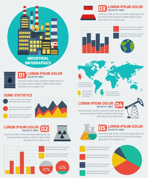 Fondo moderno de infografía plana industrial . — Vector de stock