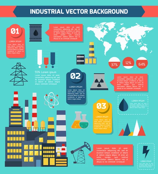 Moderní průmyslové ploché infographic pozadí. — Stockový vektor