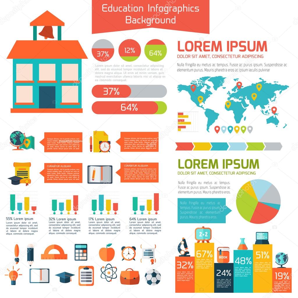 Flat education infographic background. 