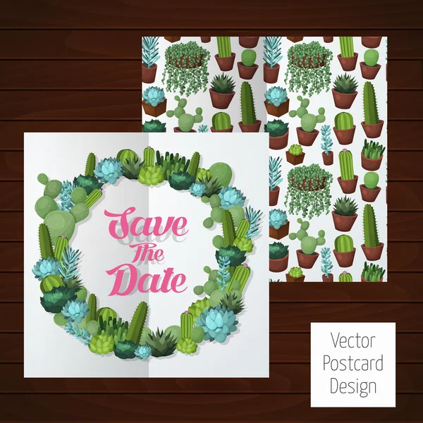 Schattig succulente vector briefkaart. — Stockvector