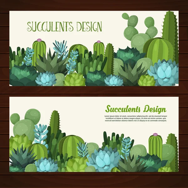 Cute succulent vector banners. — Stock Vector