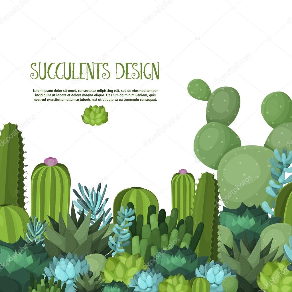 Cute succulent vector illustration.