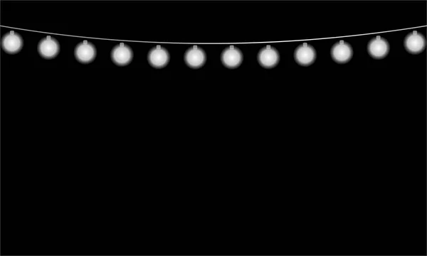 Новогодние лампочки в гирлянде на черном фоне — стоковый вектор