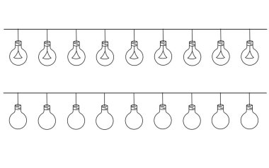 Beyaz bir arka planda çelenk parıldayan lambalar