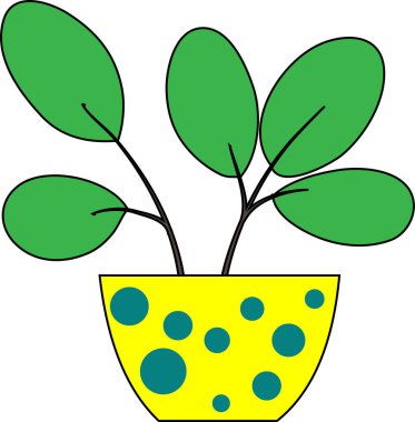 Kapalı alan çiçekli saksı. Pencere saksısı karikatür çizimi.