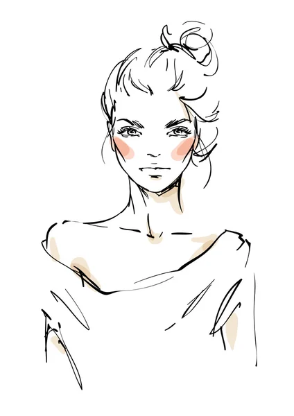 Fille avec chignon salissant — Image vectorielle