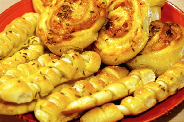 ขนมป งโฮมเมดสดแป งขนมป บเมล Cumin — ภาพถ่ายสต็อก