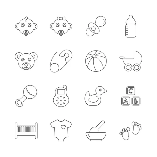 Baby Line Icons — Stock Vector