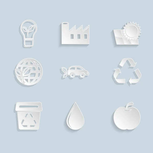 Set di icone di ecologia della carta — Vettoriale Stock